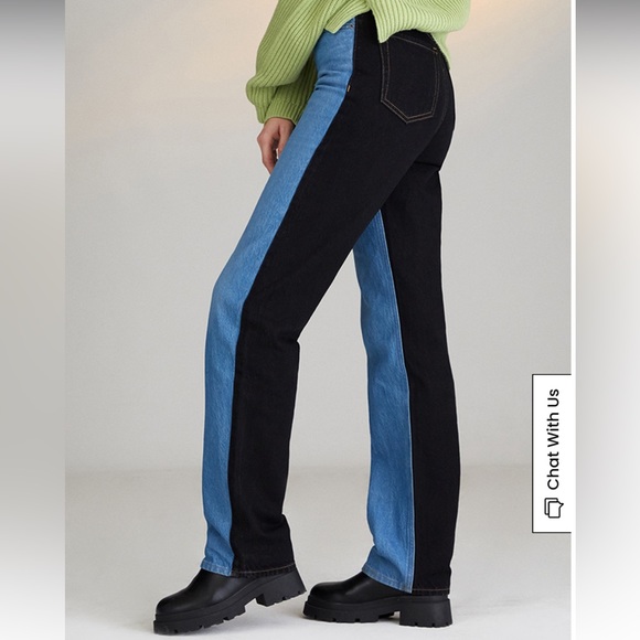 PacSun Eco Blue & Black Paneled 90s Boyfriend Jeans Size 25 - Picture 3 of 11